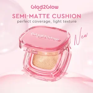 【NEW LAUNCH】Glad2Glow Perfect Cover Cushion Semi-Matte Cushion Light Texture Without Dullness Stay Matte All Day