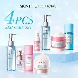 SKINTIFIC 4pcs Normal Size Hot Sale-Glowing Set/Acne Set/Repair Barrier Set/Hydration Set/Retinol Renew Set/Anti Dark Spot Set/VC Set/White Truffle Set Serum Ceramide Toner Niacinamide Hydrating Gel G