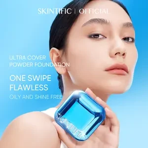 [New] SKINTIFIC Ultra Cover Powder Foundation Pore-blurring and Flawless Finish Providing High Coverage Control oil Concealer Makeup