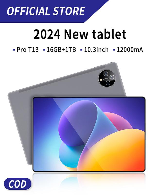 New Launched Tablet PC 2024, 16GB RAM 1TB ROM, SNAPDRAGON 888, Suitable for gaming, movie, office work, support 2 SIM cards 4G/5G Support COD & 7 days trial